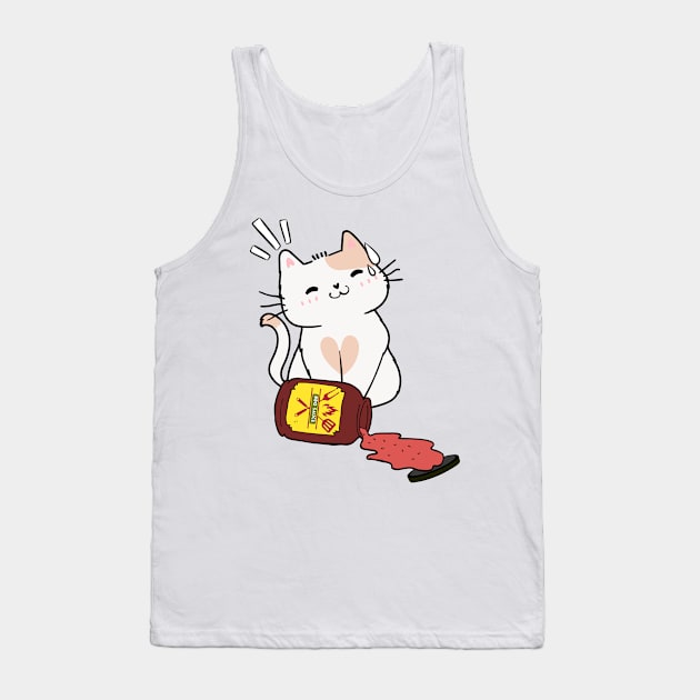 Funny Persian Cat Spills a jar of BBQ Sauce Tank Top by Pet Station